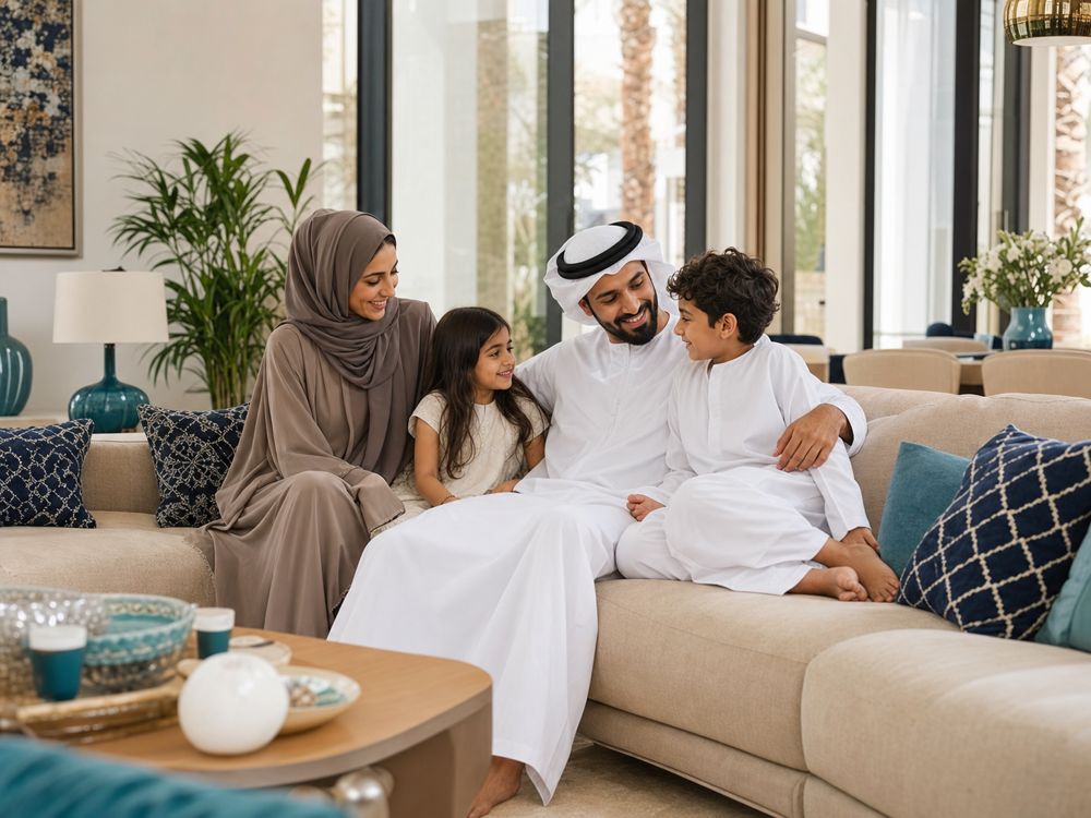 An Emirati family at home in a modern Dubai villa